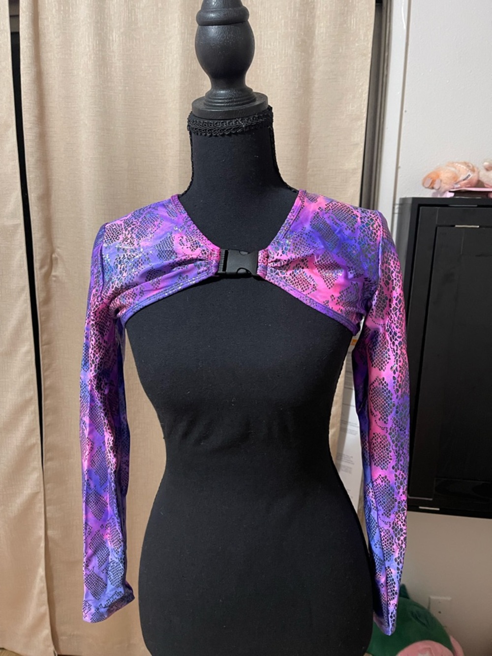 ravel Purple and Pink Snake-Print Bolero Crop Top